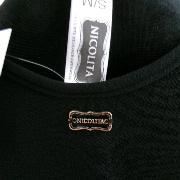 New Cuban Mambo Mini Dress Jet Black Batwing Sleeve Cover-up Beach Dress M / S - Picture 11 of 15